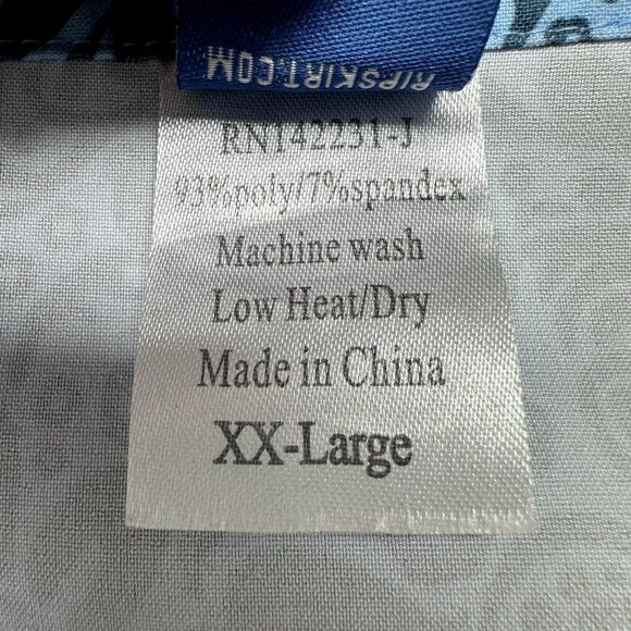 Rip Skirt Hawaii Womens Adjustable Waist Skirt Size XXL Blue Floral Beach Resort - Picture 7 of 10